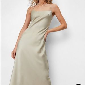 Nasty Gal Take a Sleek Peak Satin Midi dress